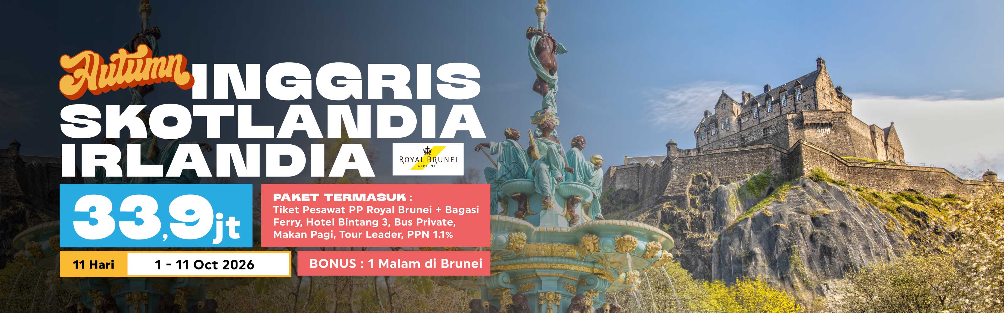 ENGLAND SCOTLAND – EDINBURGH & IRELAND 1 Oct